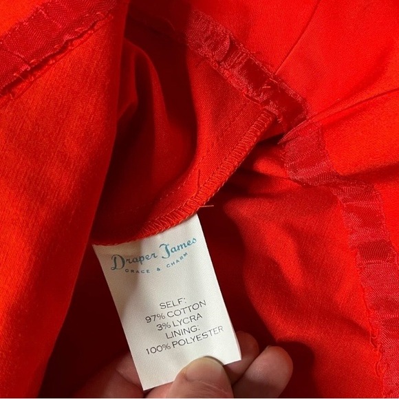 Draper James Vibrant Red Sleeveless Dress V-Neck 8 (Party, Occasion, Sleeveless) - Picture 9 of 10